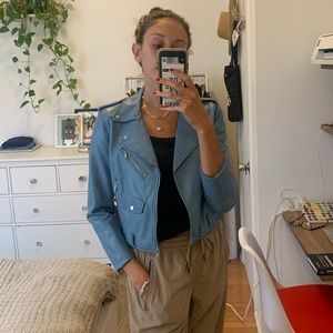 ZARA Faux Leather Jacket Baby Blue